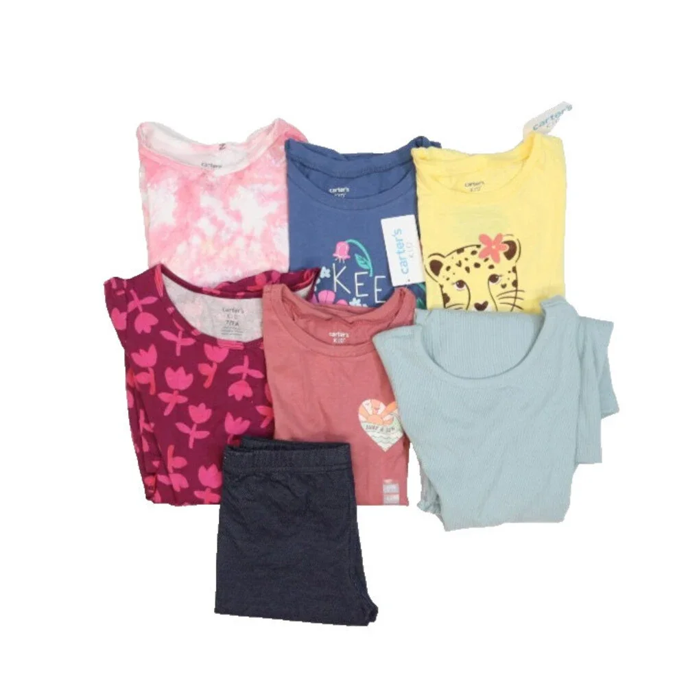 Carters Bulk Lot Of 7 Girls Size Small 6/7 Mixed Season Tops Bottoms Dresses